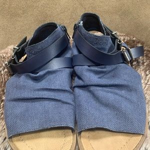 Denim blue blowfish sandals